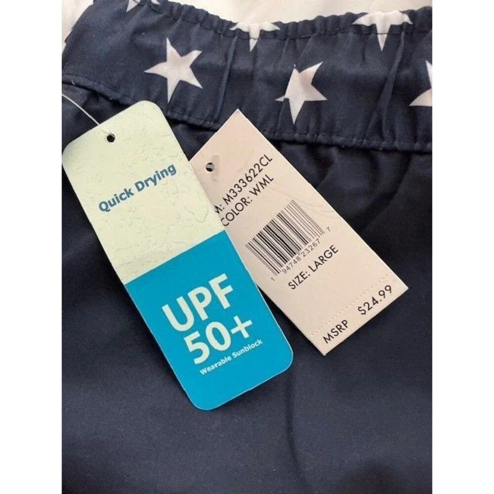 Dream Wave Stars Stripes Swim Trunks Red White Blue Patriotic Sz L Quick Dry NWT